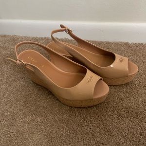 EUC coach nude wedges